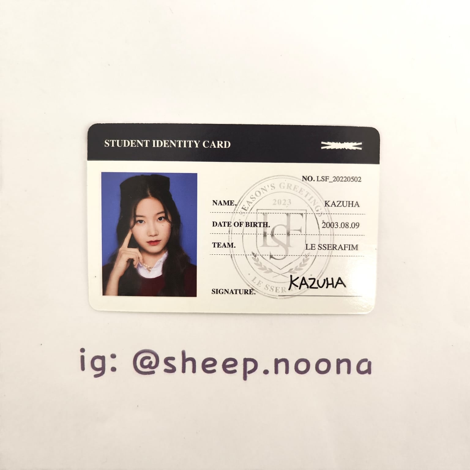 Photocard Kazuha Le Sserafim
